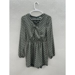 Charlotte Russe Womens Romper Size Small Green Long Sleeve CrissCross Chest
